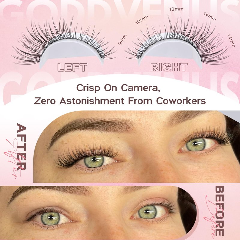 Goddvenus Lash Clusters Wispy 9-14mm Eyelash Clusters Natural DIY Cluster Eyelash Extensions Lash Individual 300pcs Short C Curve