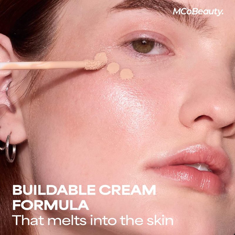 MCoBeauty Brighten & Perfect Cream Concealer - 2 Light Fair - Hydrating Buildable Coverage Under Eye, Blemish & Dark Circle Corrector with Vitamin E Hyaluronic Acid - Vegan & Cruelty Free