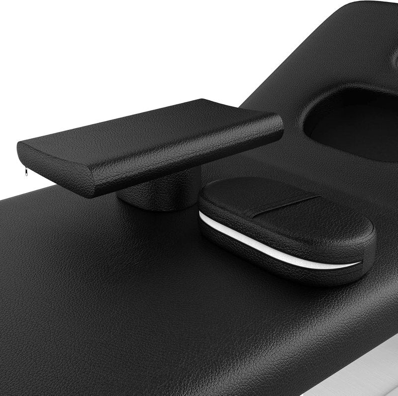 Metal Frame Wide Stationary Massage Table - Heavy Duty PU Leather Spa Treatment Bed | 31.5'' Wide, 75'' Long, Black