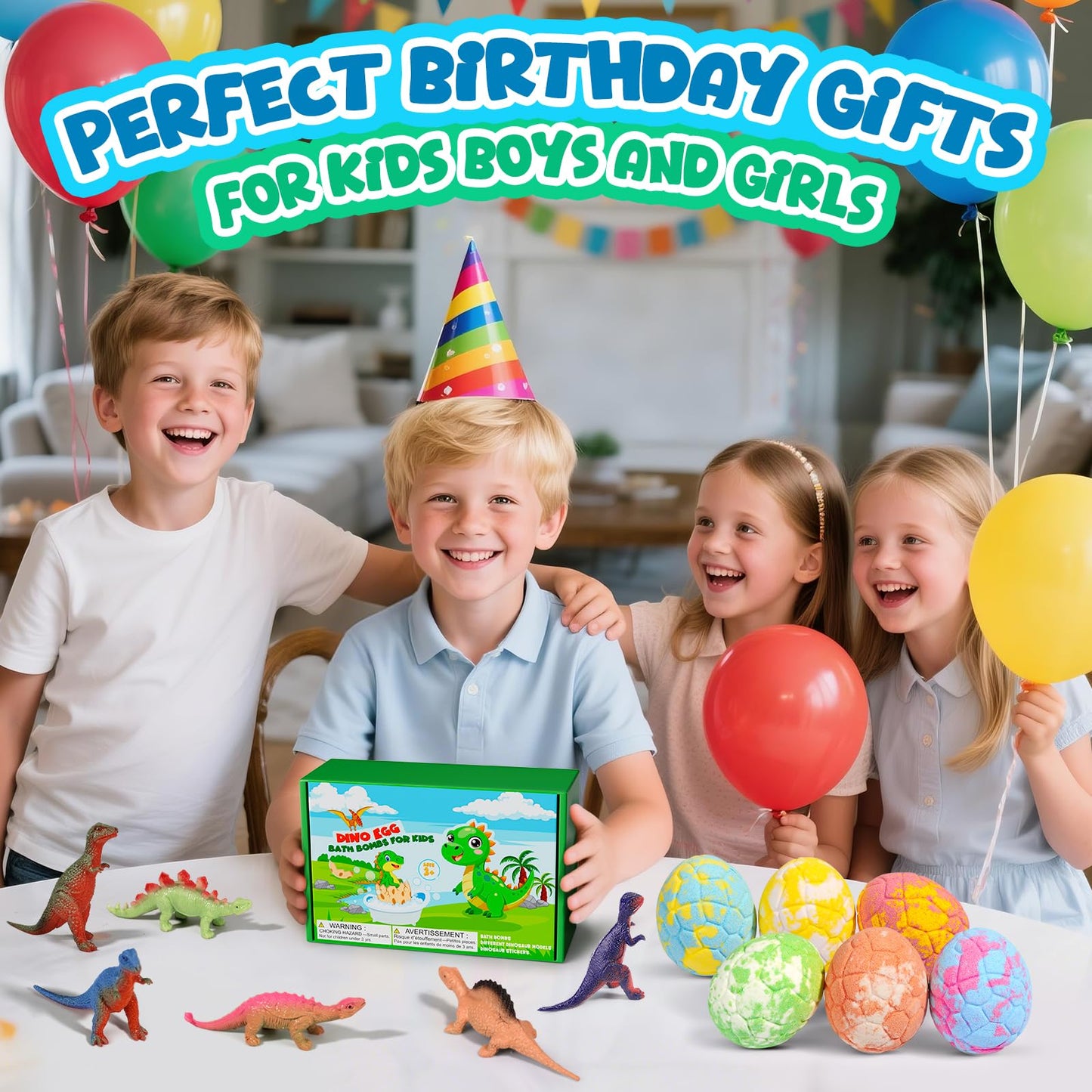 Bath Bombs for Kids with Dragon Toys Inside, Easter Basket Stuffers for Toddlers, Sanyi Dinosaur Toys Gifts for Kids 3-7, Dino Egg Fillers Bubble Bath Birthday Gifts for Boys Girls