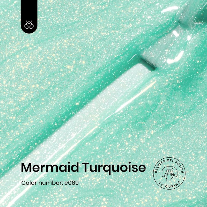 Beetles Mint Green Gel Polish - 15ml Spring Glitter Nail Polish with Mermaid Turquoise Shimmer