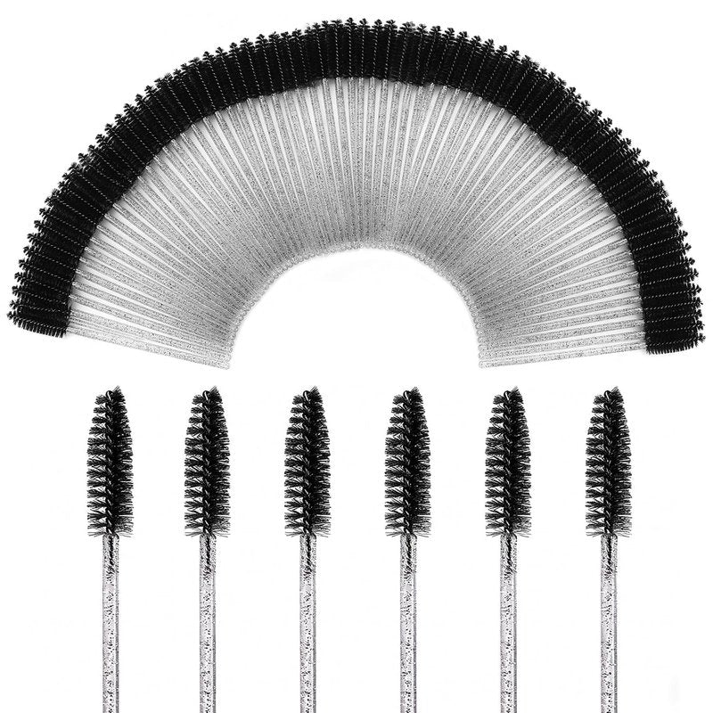 Elisel 300 PCS Disposable Mascara Brushes Crystal Eyelash Brushes Mascara Wands Applicator Eyelash Extensions Makeup Tools Eyebrow Brush (Black)