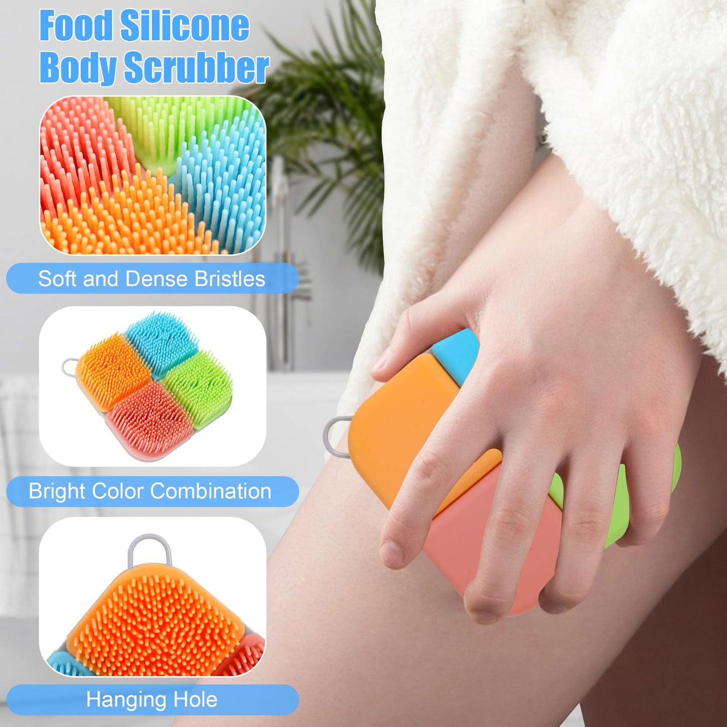 OWIIZI Silicone Loofah Gentle Exfoliating Body Scrubber Food-Grade Soft Lather Well Bath Scrub Brush for Shower or Face