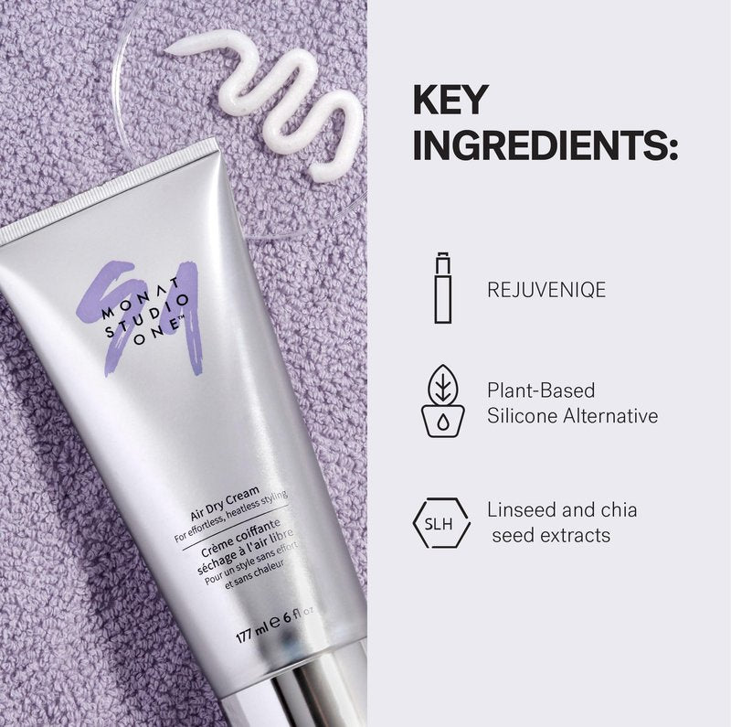 MONAT STUDIO ONE™ Air Dry Cream - Soft, Hair Styling Cream for touchable hold and Humidity Protection. Hair Frizz Control for All-Hair Types and no heat needed - Net Wt. 177 ml / 6 fl. oz.