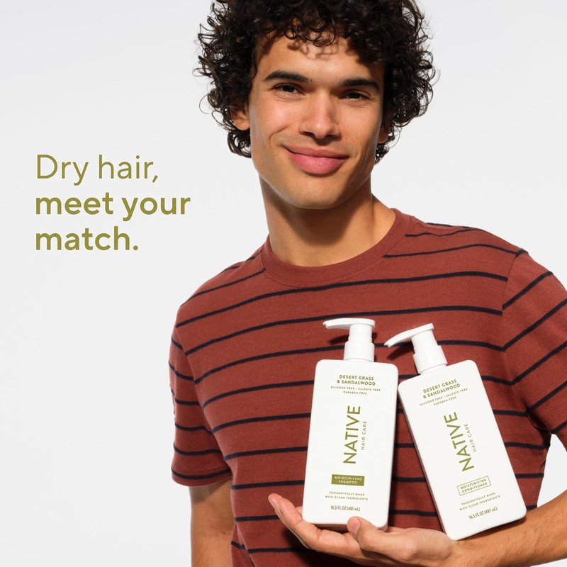 Native Desert Grass & Sandalwood Shampoo & Conditioner - Naturally Derived, Sulfate & Dye Free | 2-Pack for All Hair Types