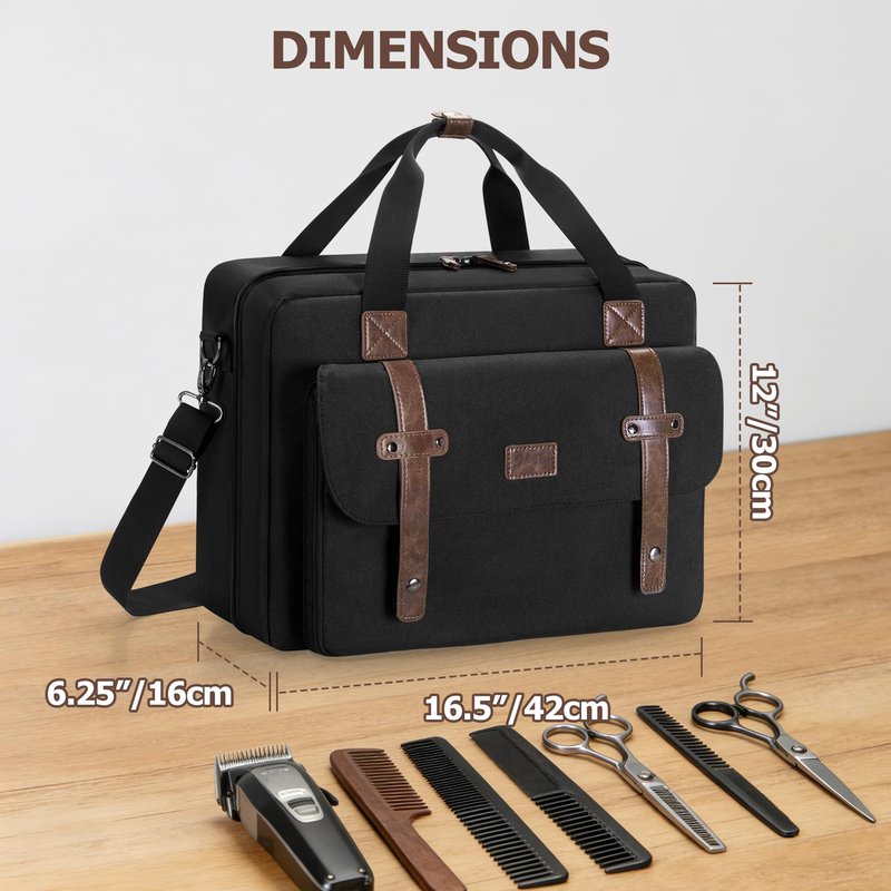 BAFASO Large Capacity Barber Carrying Case, Barber Briefcase for Clippers and Supplies (Bag Only), Black