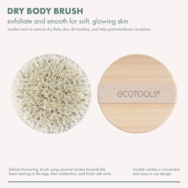 EcoTools Dry Body Brush 4-Pack – Exfoliating Body Scrubber for Dead Skin Removal, Cellulite Massage, Circulation