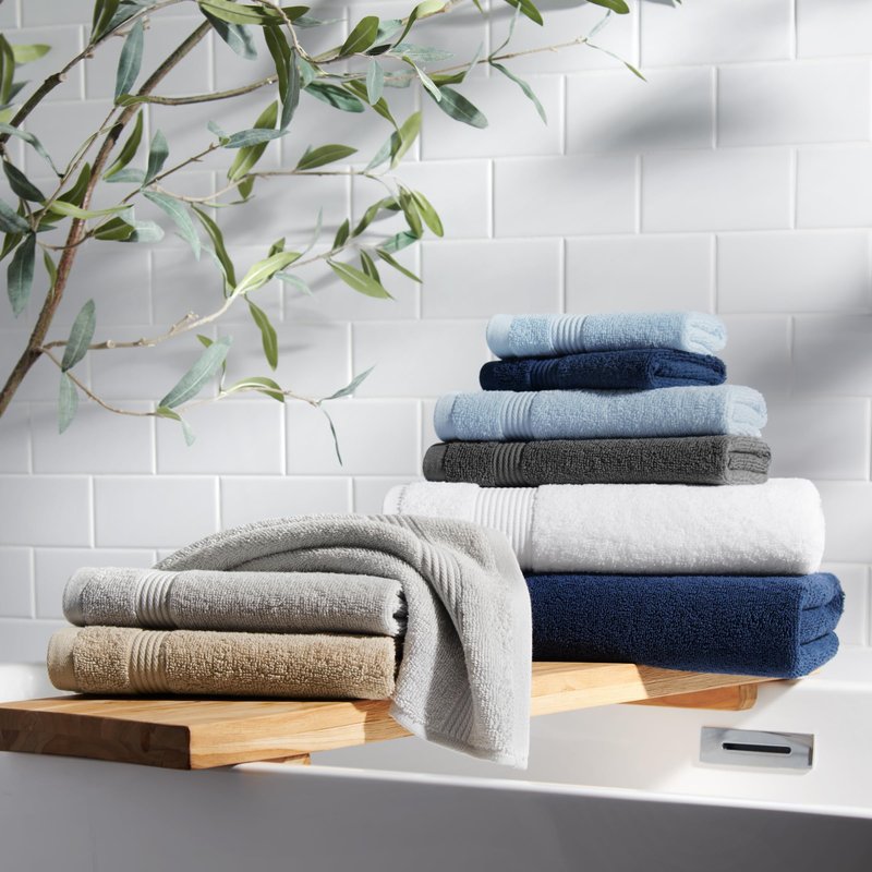 Arkwright Solid Hand Towels, Pack of 6, 100% Cotton 600 GSM Soft Absorbent Guest Bathroom Towels for Hotel, Spa or Vacation Rental, 28 x 16 in, Misty Blue