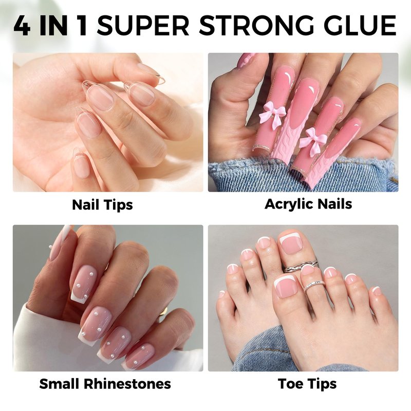 Luckyfairy Nail Glue Gel for Nail Tips, Super Strong Solid Gel Glue U V Cured Needed, 15ml Soak Off Soft Adhesive Bonding for Acrylic Nails, Nails Extension Fake Nails
