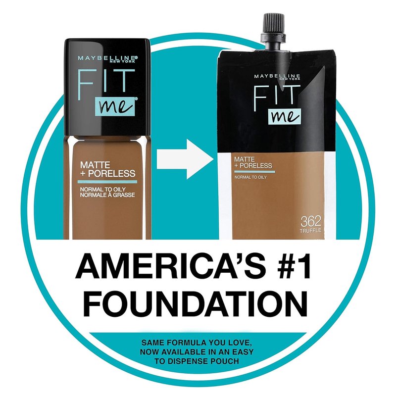 Maybelline New York Fit Me Matte + Poreless Liquid Foundation - 230 Natural Buff, 1.3 Ounce Pouch