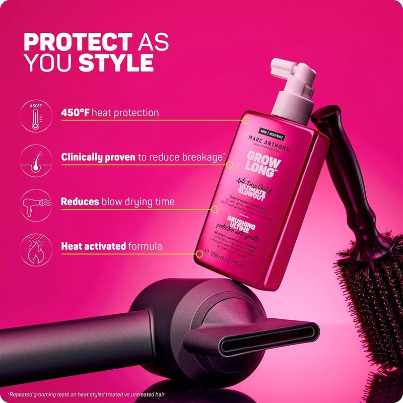 Marc Anthony Anti-Frizz Shield Blowout Spray - Smooth, Shiny Hair in Humidity - 6.7 oz | Heat Protectant