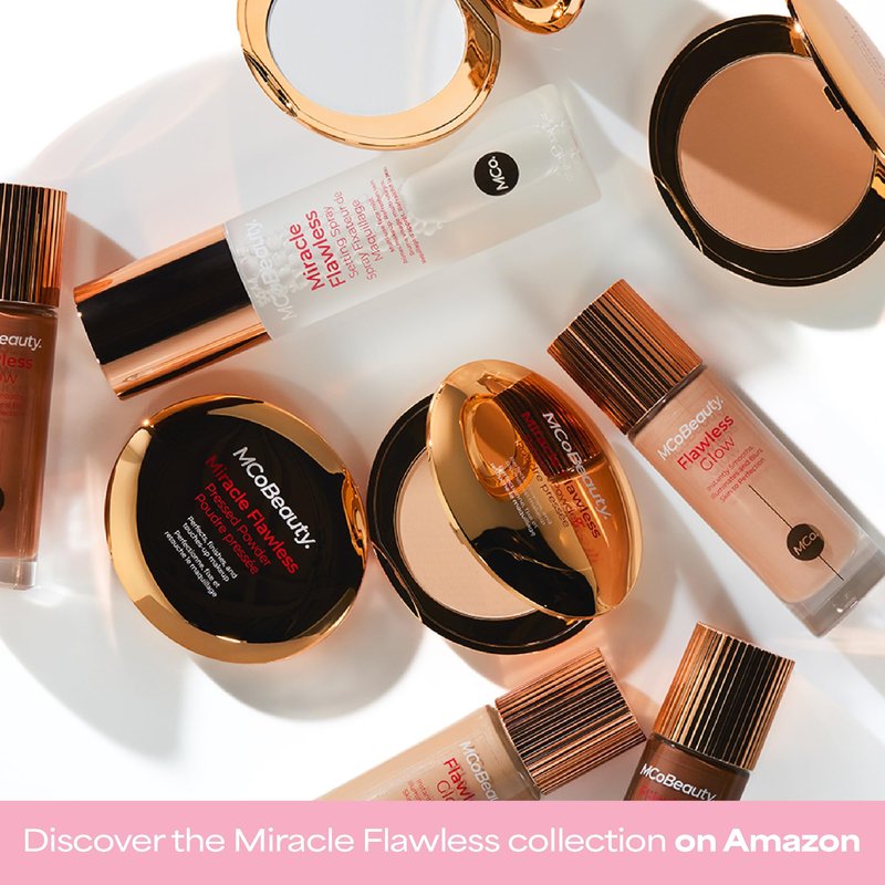 MCoBeauty Miracle Flawless Pressed Powder - 1 Light - Soft Focus Blurring, Finishing & Setting Powder - Face Makeup Compact with Rose Flower Extract Sweet Almond Oil - Vegan & Cruelty Free