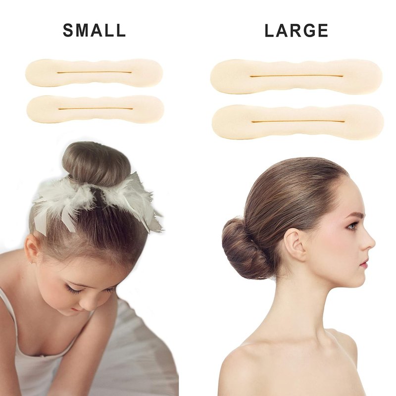 Magic Foam Sponge Twist Shapers - 4-Piece Beige Blonde Hair Bun Maker Set | 2 Small & 2 Large