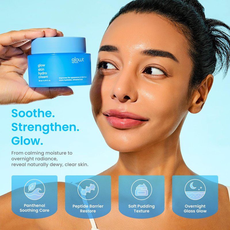 glowt seoul Glow Skin Hydro Cream – 72-Hour Deep Moisture & Barrier Support for Glowing, Supple Skin | Panthenol & Biopeptides | Non-Sticky Pudding Texture | 80 ml / 2.70 fl. oz.
