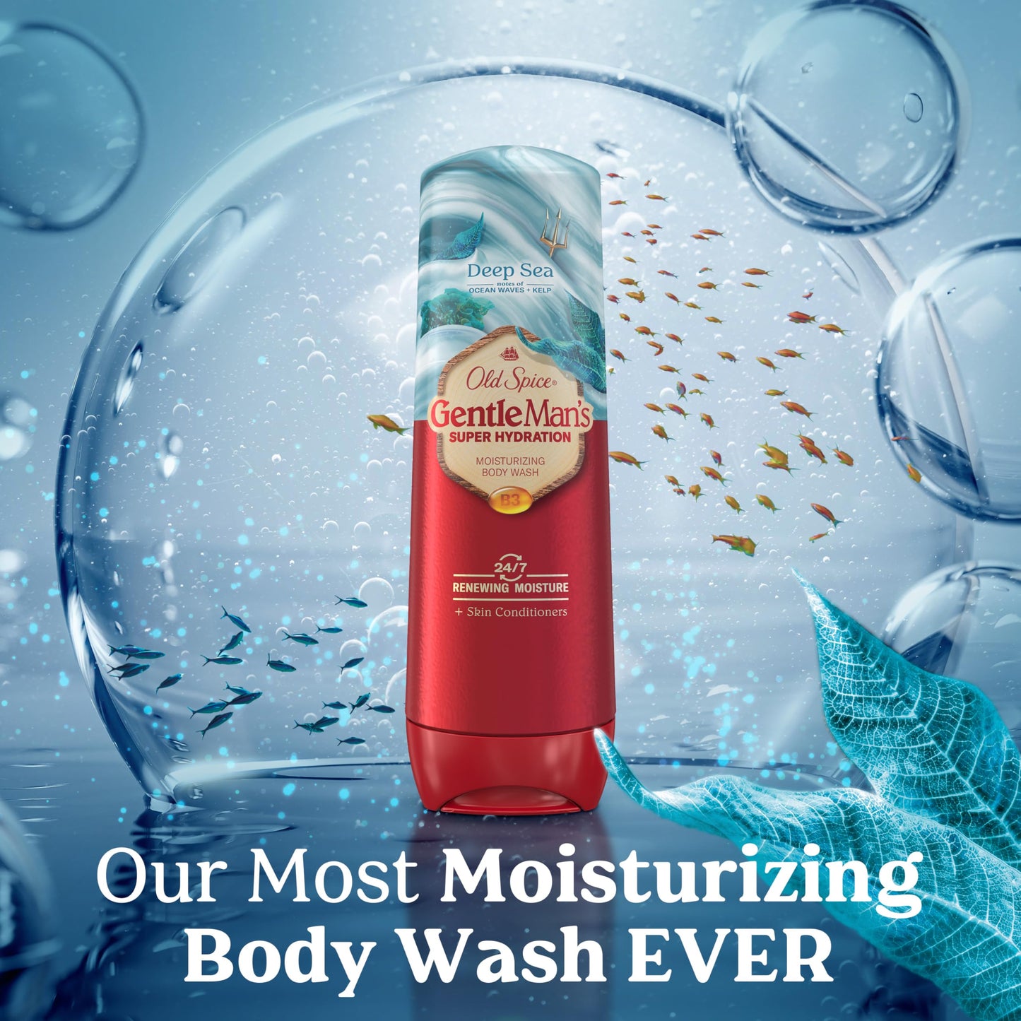 Old Spice GentleMan’s Super Hydration Body Wash for Men, Moisturizing Shower Gel for Dry Skin, 24/7 Renewing Moisture with Skin Conditioners, Deep Sea with Ocean Waves + Kelp Scent, 20 oz
