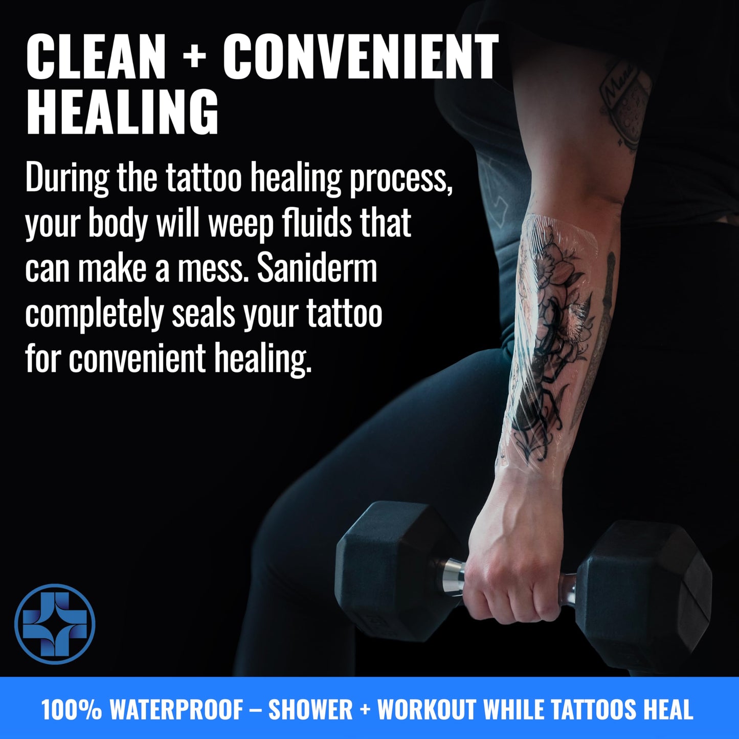 Saniderm Tattoo Aftercare Bandage 10 Sheets (Small Pack, 4 in x 4 in) – Convenient, Faster Tattoo Healing and Protection – Sterile, Waterproof, and Latex-Free