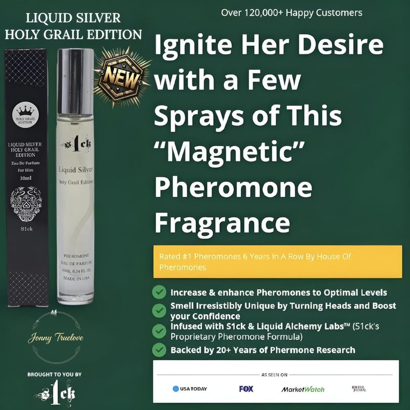 S1CK - Liquid Silver Holy Grail Edition Pheromone-Infused Cologne for Men Raw Pheromones Cologne Men Attraction Lasting Spray USA-Made Bold Strength Scent for Him