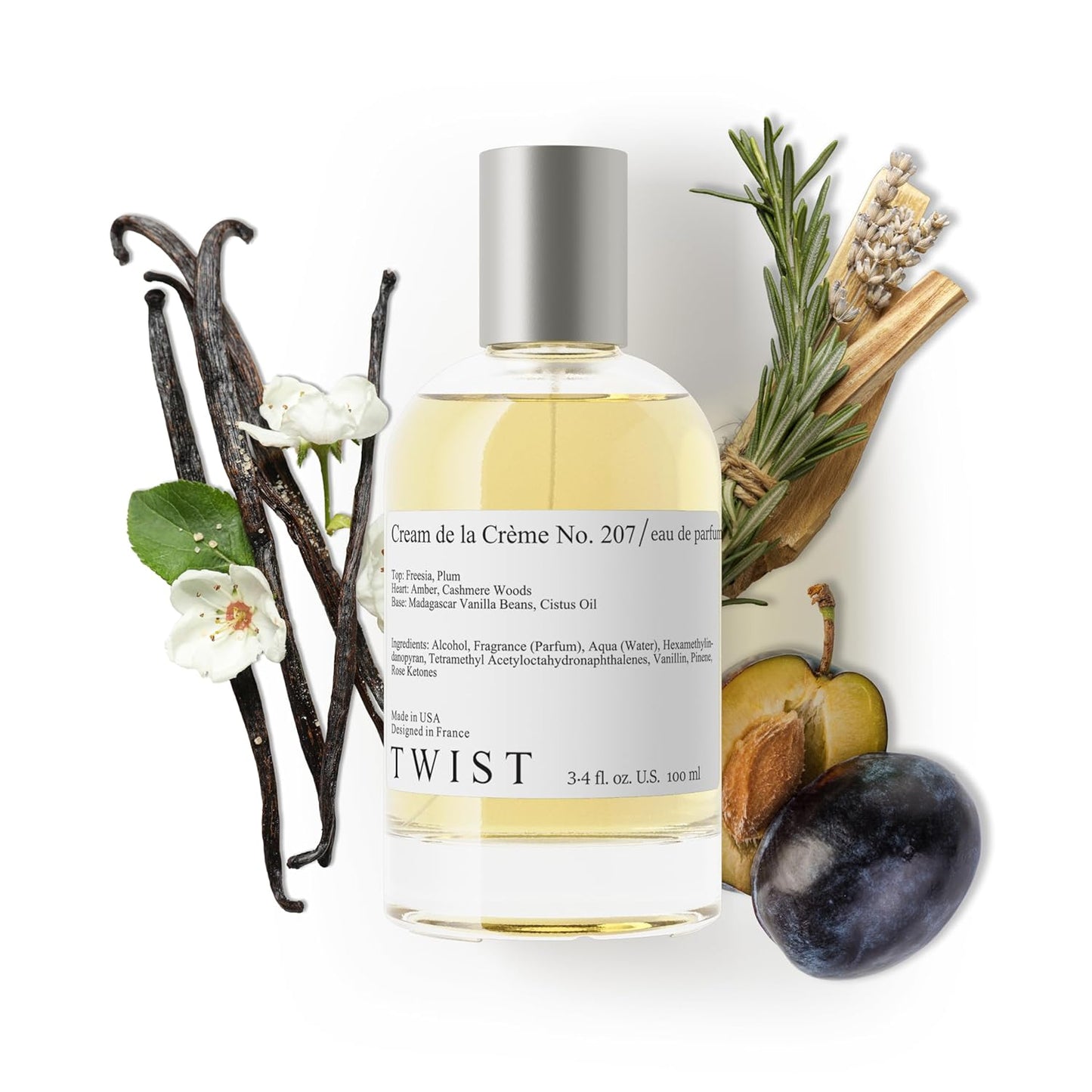 Twist Cream de la Crème No. 207 - Long-Lasting Unisex Perfume with Vanilla & Freesia | 100 ml Spray