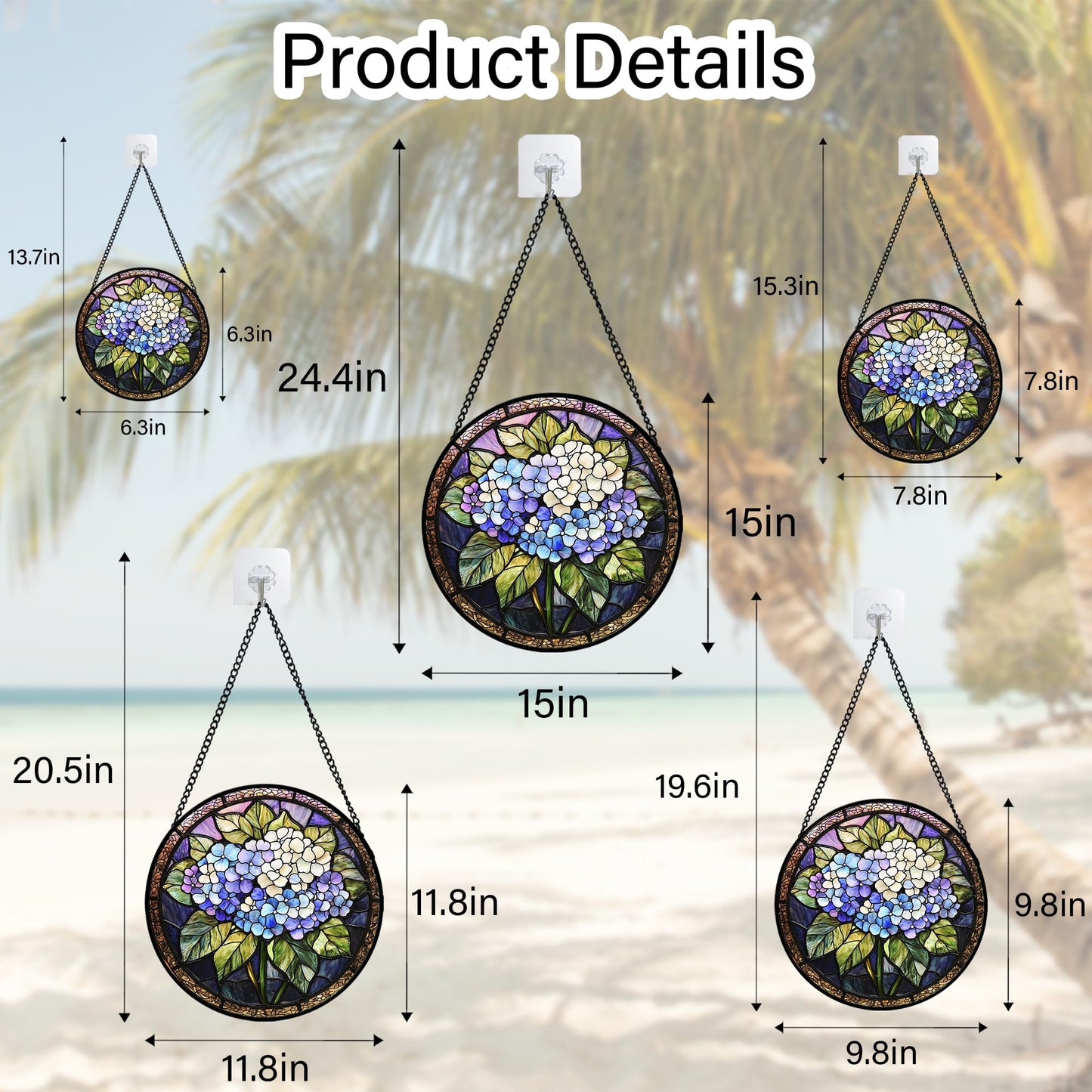 DASTOLL Stained Glass Window Hanging, Hydrangea Flowers Sun Catchers Diamond Glass Panel Hangings Plant Suncatcher Decor for Birthday for Women, Men, Wife, Aunt, and Mom 6.3 in