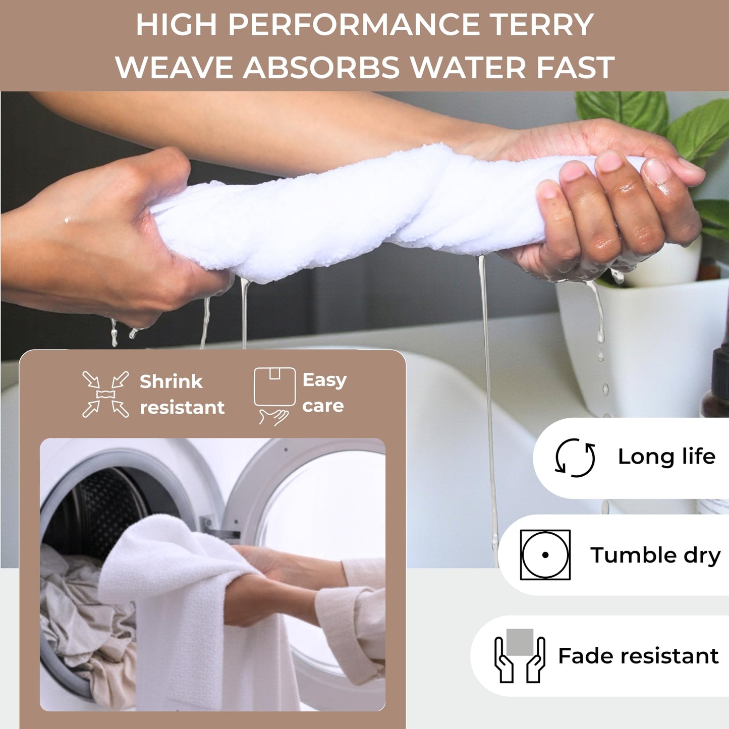 LIVINATI Thick White 100% Cotton Wash Cloths for Showering Body and Face - 12"X12" 12 Pack Washcloths - Small Terry Towel Bath Rags for Adults and Kids Bathroom - Soft Absorbent