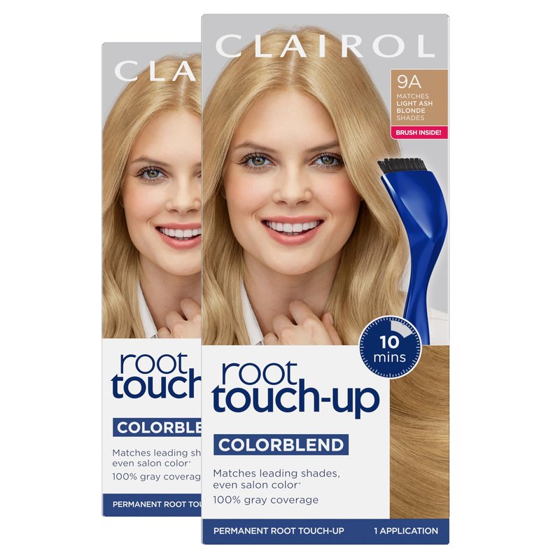 Clairol Root Touch-Up by Nice'n Easy Permanent Hair Dye, 9A Light Ash Blonde Hair Color | 100% Gray Coverage | Easy Brush Application | Matches Professional Salon Shades | Pack of 2