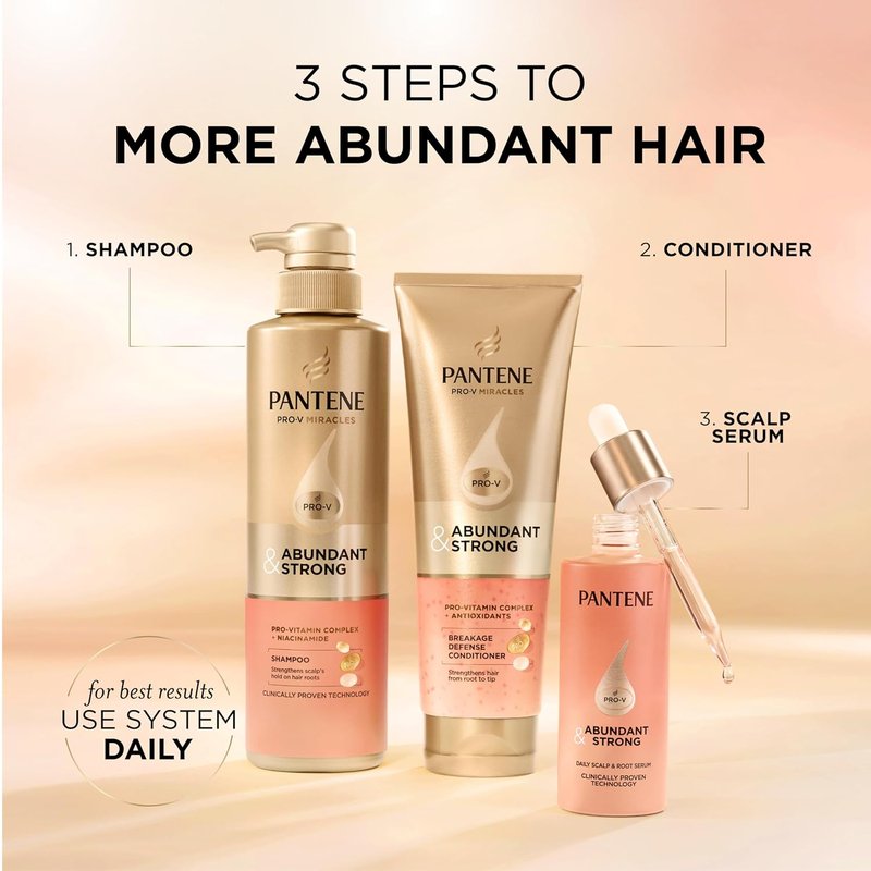 Pantene Abundant & Strong Shampoo - Strengthens Hair Roots | 13.5 oz
