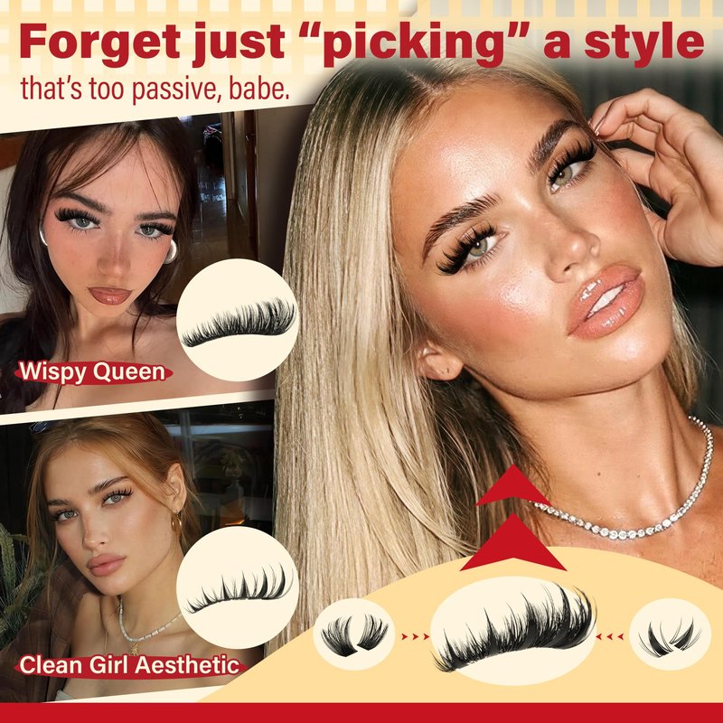 Calphdiar Lash Clusters Wispy & Manga Eyelash Clusters 8-18MM DIY Volume Lash Extensions C Curl Individual Lashes for Daily Wear & Glam Looks Reusable Lash Clusters for Beginners
