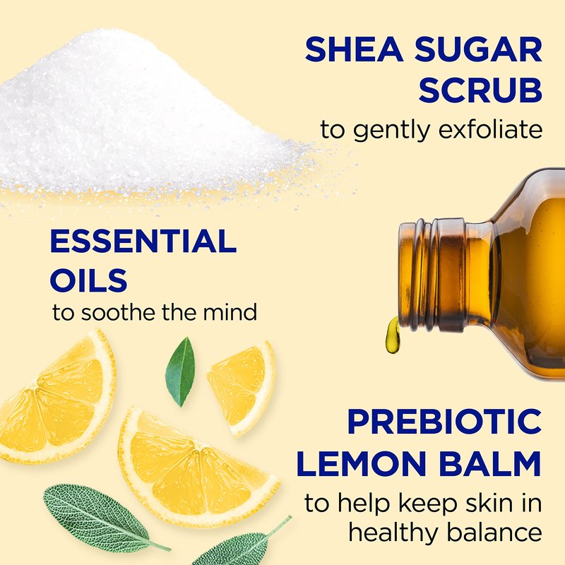 Dr Teal's Shea Sugar Scrub, Prebiotic Lemon Balm, 19 oz (Pack of 3)