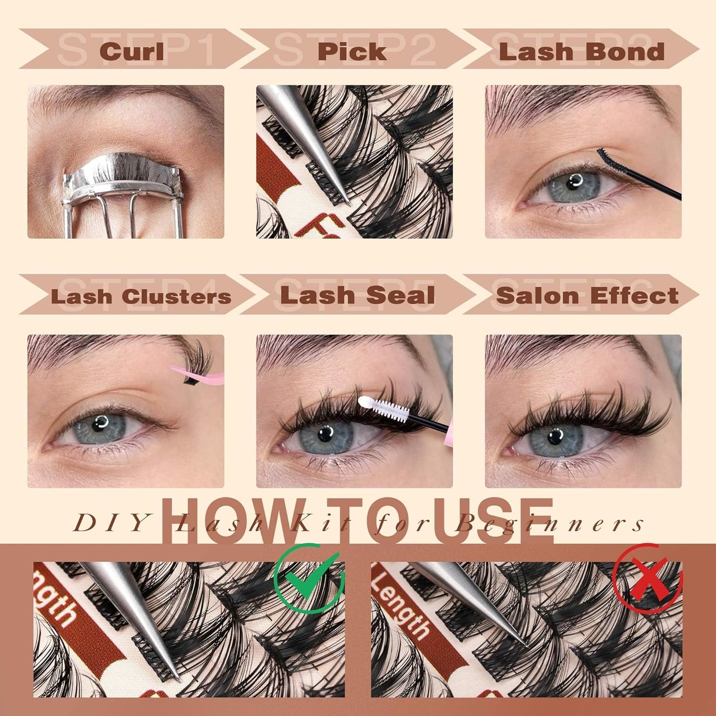 Wispy Lash Clusters - 12-16mm Natural Look Eyelash Extensions | DIY Fairy Lashes for Salon Effect