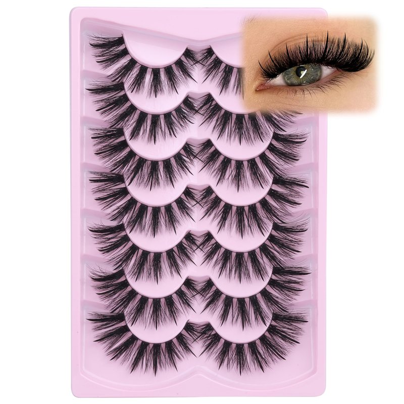 ALICE Lashes Wispy False Eyelashes - 7 Pairs Spiky Cat Eye Lashes Faux Mink Lashes - 0.02mm Ultra -Thin Band for Invisible Lash Line, Lightweight & Comfortable Wear, Reusable Natural Looking Falsies