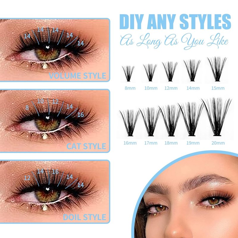 Individual Lashes - 240pcs C Curl 0.07mm Cluster Lashes | Soft & Natural Mink Mix 15-20mm