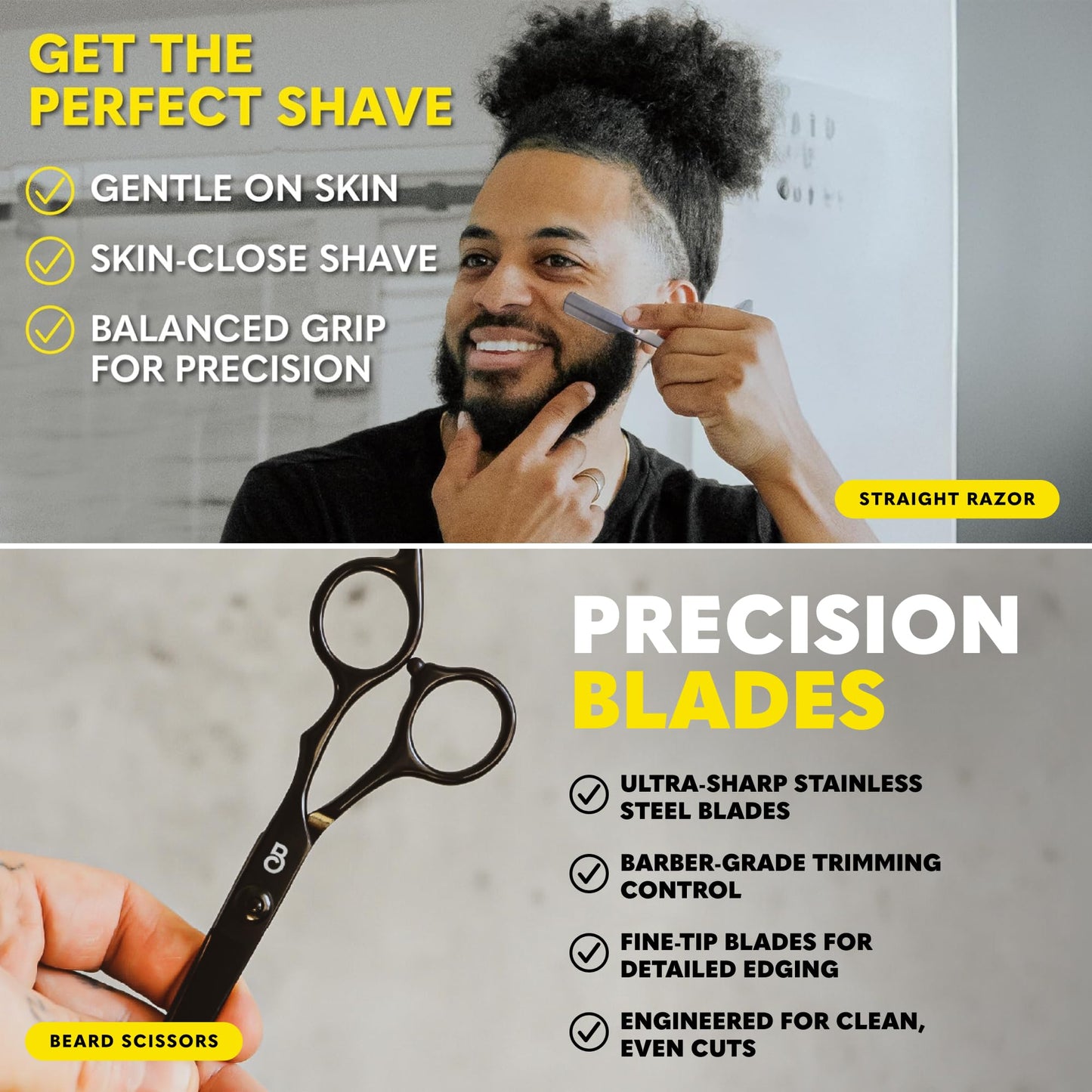 The Beard Club Titanium Beard Growth Kit - Derma Roller, Growth Oil, Vitamins, Vitamin Spray, Biotin Balm, Thickening Conditioner, Shampoo, Straight Razor, Scissors, Comb, Cleansing Spray - Gift Set