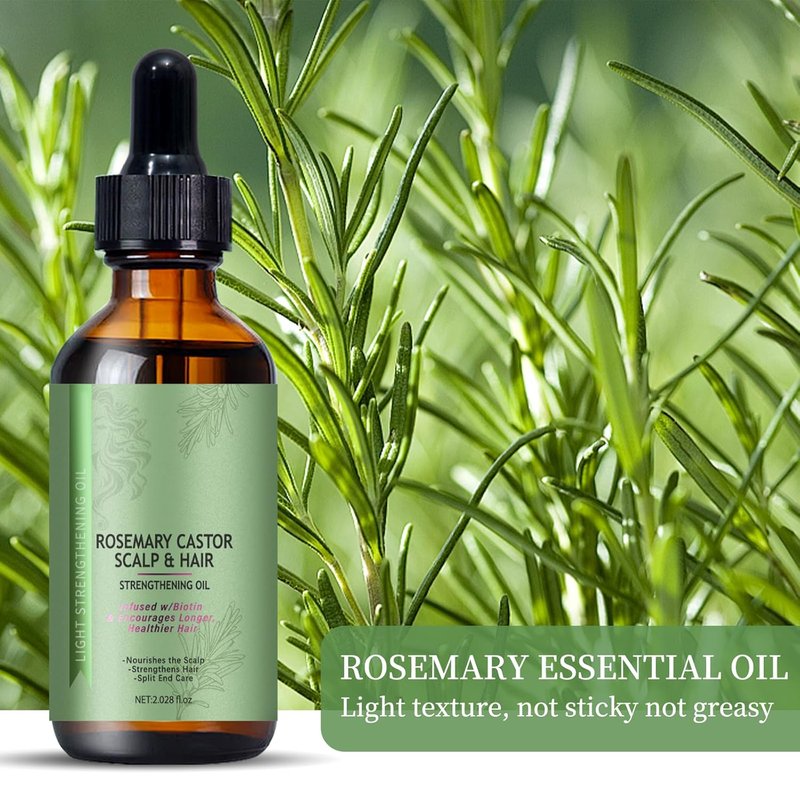 Rosemary Castor Hair Oil - Biotin-Infused Scalp & Hair Strengthening Oil for Nourishing & Repairing | Lightweight Daily Care