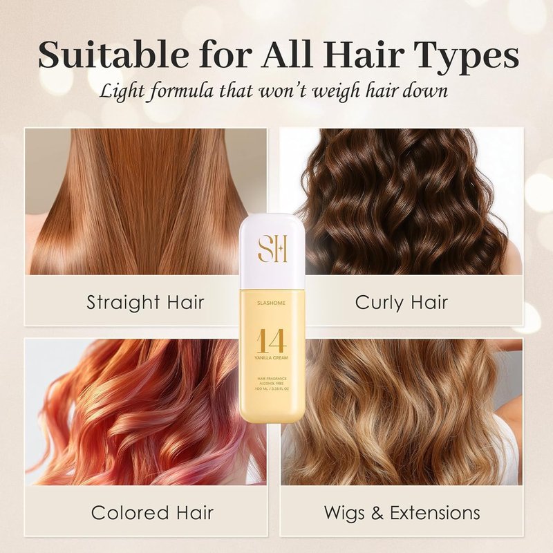 Hair Perfume for Women – Vanilla Cream, Alcohol-Free Soft & Moisturizing Hair & Body Mist, Long-Lasting Clean Fragrance for Hair, Wigs & Fabric, Mother’s Day & Birthday Gift, 100ml / 3.38 fl oz