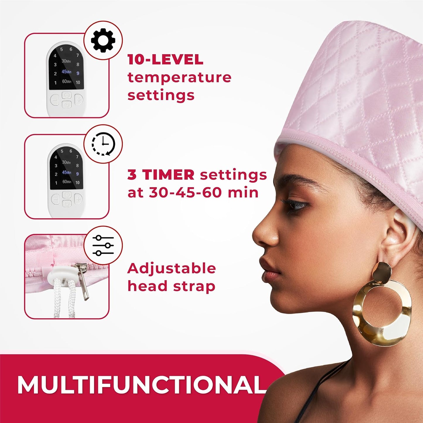 Thermal Steamer Cap for Deep Conditioning | 10-Level Heat for Natural Black Hair