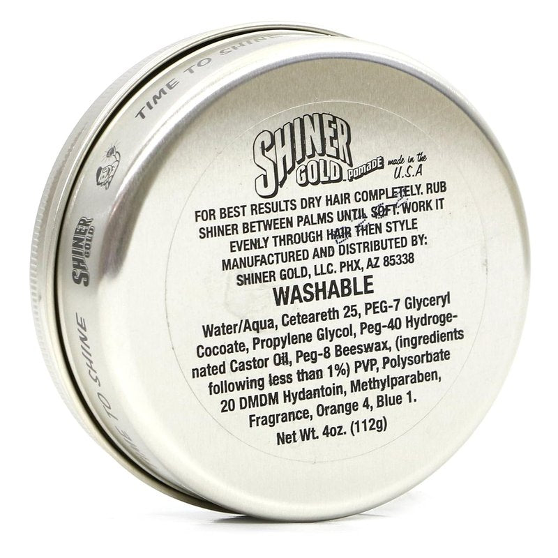 Shiner Gold Pomade - Extreme Hold & High Shine | Water-Based Coconut Scent, 4oz