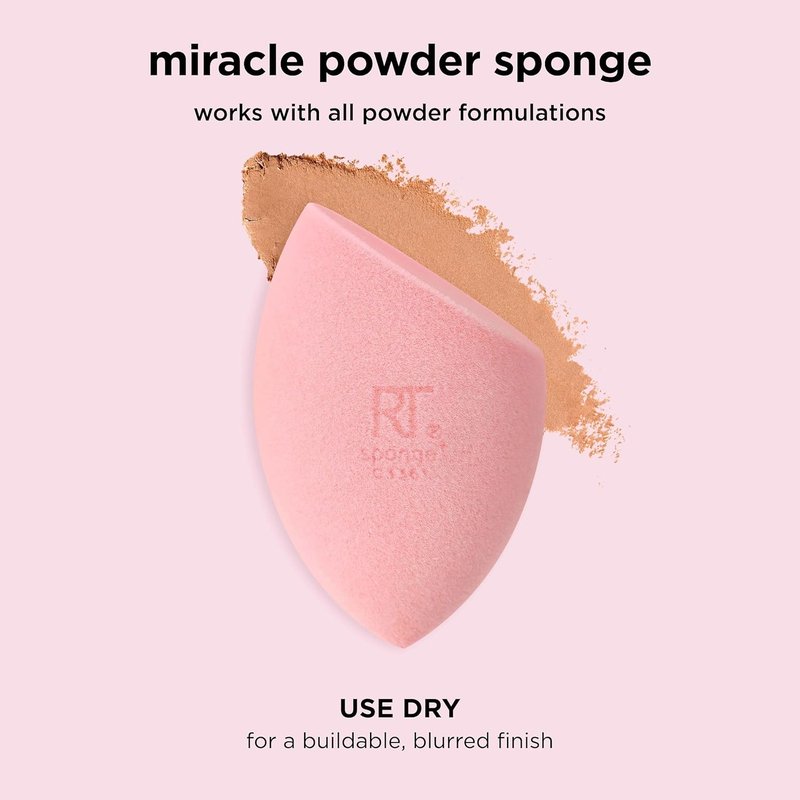 Real Techniques Miracle Mattifying Makeup Sponge Duo - Full Coverage Blending Sponges for Oily Skin | 2 Count, Matte Finish