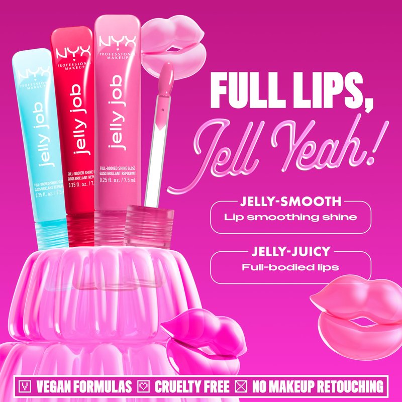 NYX PROFESSIONAL MAKEUP Jelly Job Lip Gloss, Lip Tint Gloss with Full-Bodied, Smoothing, and Hyper-Glossy Shine - Glow Job (Gold Shimmer)
