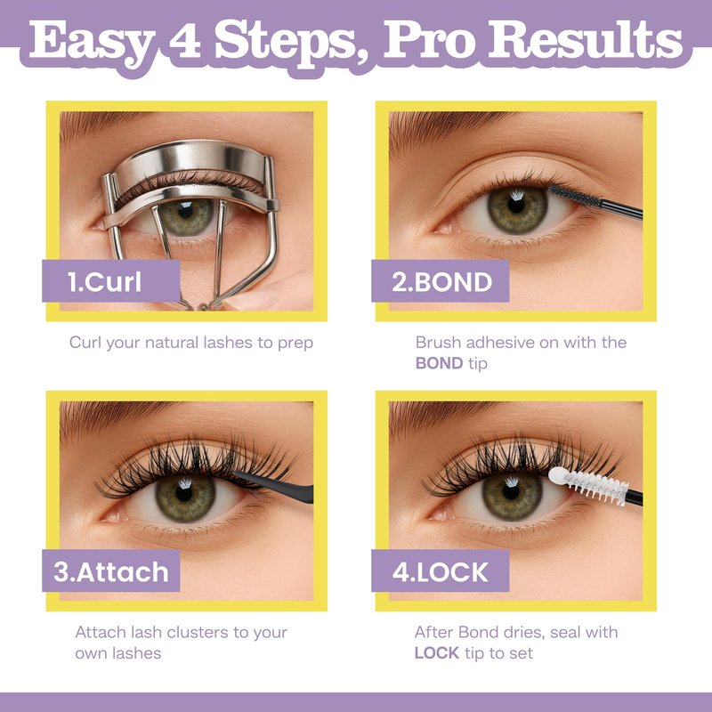 CILIYA Lash Cluster Glue, Lash Bond and Seal Waterproof, Bond & Seal Eyelash Glue for Clusters, Eyelash Adhesive Black Long-Lasting 72H, Latex-Free
