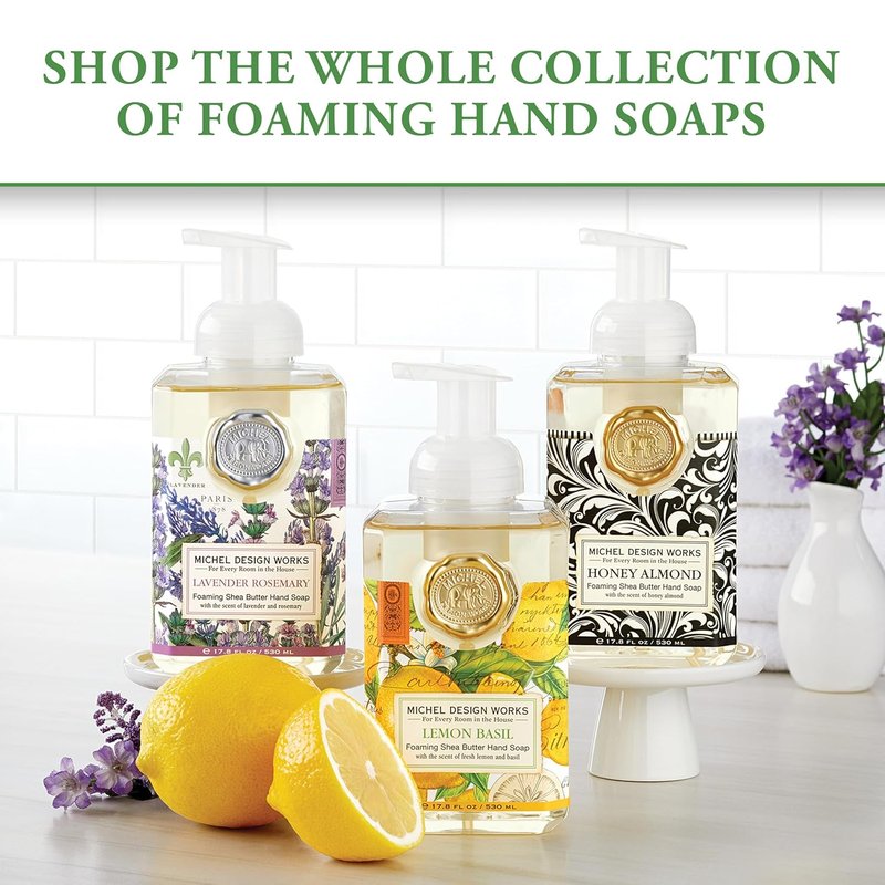 Michel Design Works Foaming Hand Soap - Refreshing Lemon Basil Scent | 17.8 Fl Oz Each