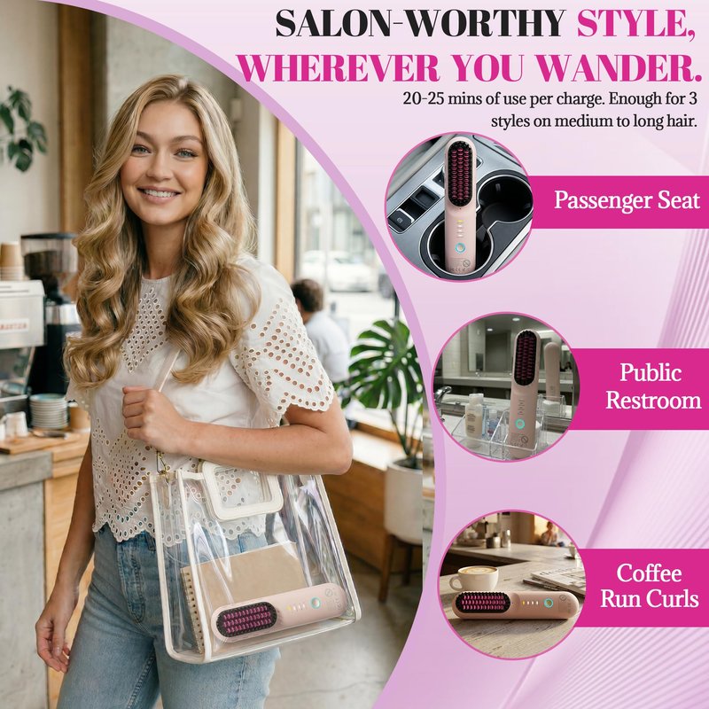 GEVOODIX Cordless Straightening Comb - Hair Straightening Brush for Short Hair - Mini & Portable Travel Heated Brush, Styling Tools