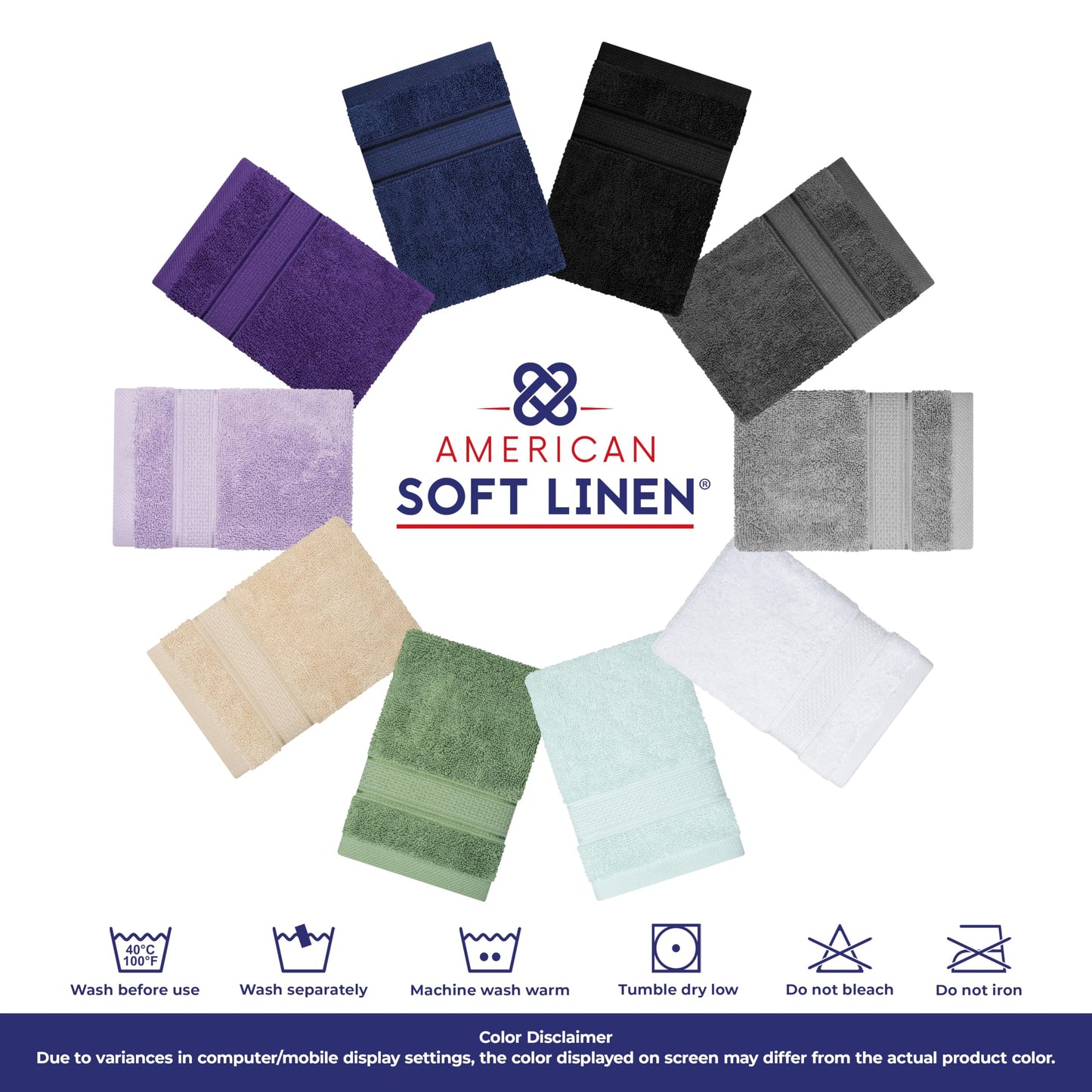 American Soft Linen Salem Washcloth Sets, 4 Piece Luxury 600 GSM 100% Cotton Washcloths for Bathroom, 13x13 inches Washrags Premium Quality Hand Face Towels, Purple