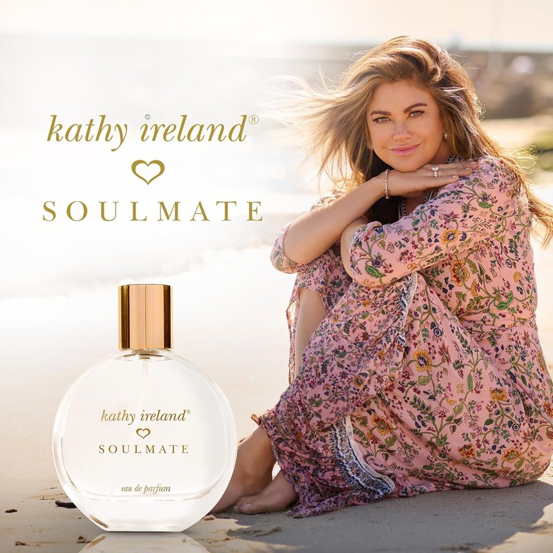 Kathy Ireland Soulmate - Floral, Fruity, Gourmand Perfume for Women - Eau de Parfum with Cherry, Mandarin, Pink Jasmine, Amber Notes - 0.34 oz