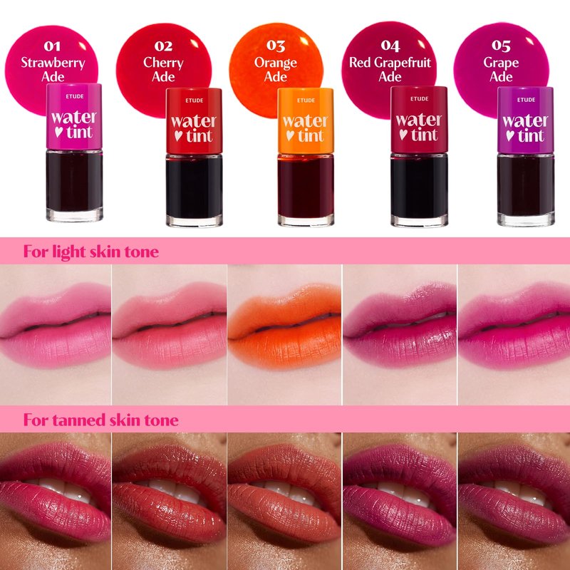 ETUDE Dear Darling Water Tint - Cherry Ade (9g) | Vivid Color Lip Stain with Moisturizing Weightless & Non-sticky Finish Lip Stain | Smudge-proof Lip Tint | Korean Makeup, Kbeauty
