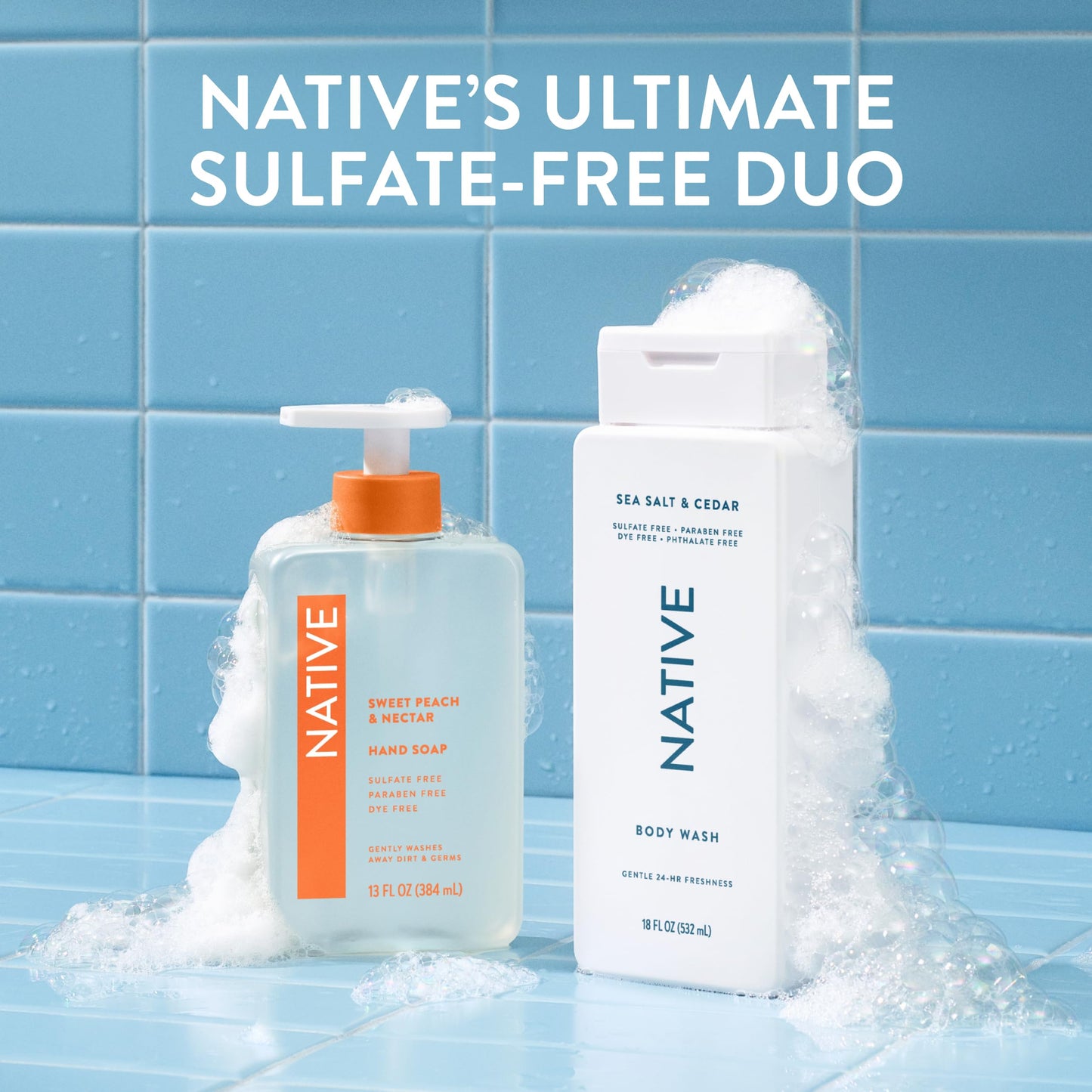 Native Body Wash for Women & Men, Sea Salt & Cedar, 36 oz Pump Bottle, Sulfate-Free & Gentle