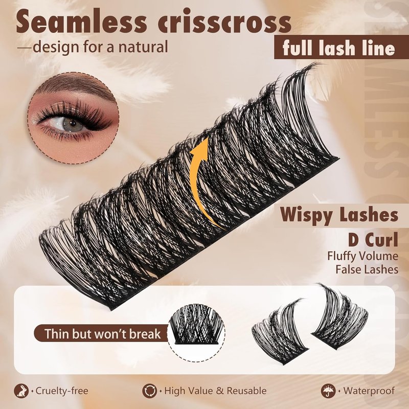 Miss Bella Lash Clusters Kit - Complete Eyelash Extension Set with Bond, Seal & Applicator | 8-18 Mix