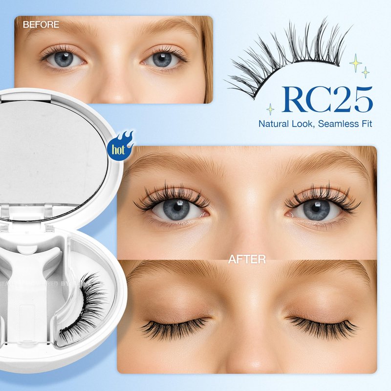 LASHVIEW Magnetic Eyelashes with Applicator Upgrade Soft Magnetic Eyelashes Natural Look Reusable No Glue or Eyeliner Needed Easy to Wear and Remove (RC25)