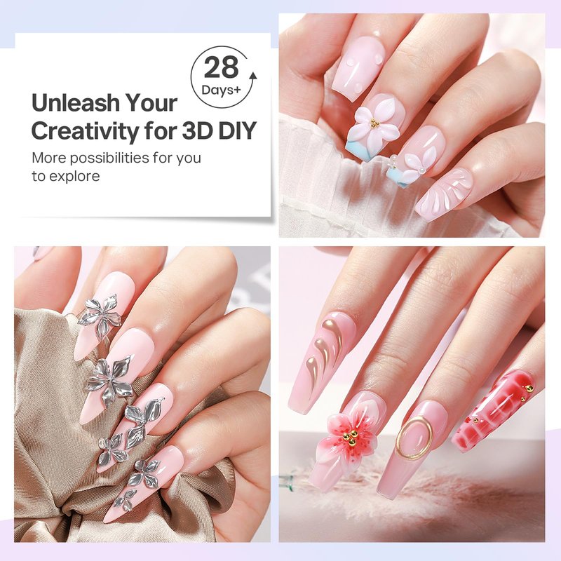 MIZHSE 3PCS 3D Sculpting Gel Nail Art, Clear White 5 in 1 Solid Builder Gel Set Hard Gel for Nails Non-Sticky U V LED Molding Building Gel with Dual Forms for Beginners Salon Home DIY Travel Size