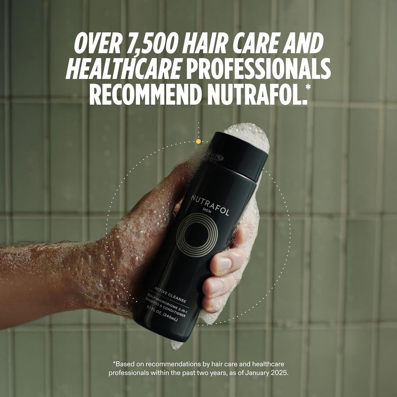 Nutrafol Men's 2-in-1 Shampoo & Conditioner | Hydrating Hair Care for Thinning Hair - 8.1 Fl Oz