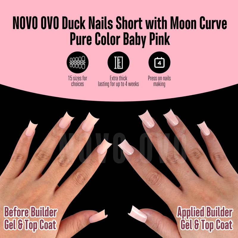NOVO OVO Pure Stiletto Nail Tips, Press On Nails Medium Long Pure Color, Extra Thick Pointed Soft Gel Fake Nails for Salon DIY